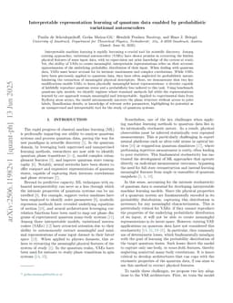 Interpretable representation learning of quantum data enabled by probabilistic variational autoencoders