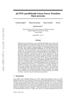 pLSTM: parallelizable Linear Source Transition Mark networks