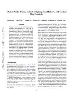 Efficient Parallel Training Methods for Spiking Neural Networks with Constant Time Complexity