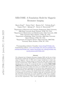 MRI-CORE: A Foundation Model for Magnetic Resonance Imaging