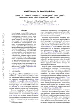 Model Merging for Knowledge Editing