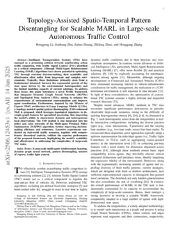 Topology-Assisted Spatio-Temporal Pattern Disentangling for Scalable MARL in Large-scale Autonomous Traffic Control