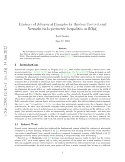 Existence of Adversarial Examples for Random Convolutional Networks via Isoperimetric Inequalities on $\mathbb{so}(d)$