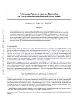 Performance Plateaus in Inference-Time Scaling for Text-to-Image Diffusion Without External Models
