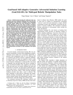 Goal-based Self-Adaptive Generative Adversarial Imitation Learning (Goal-SAGAIL) for Multi-goal Robotic Manipulation Tasks