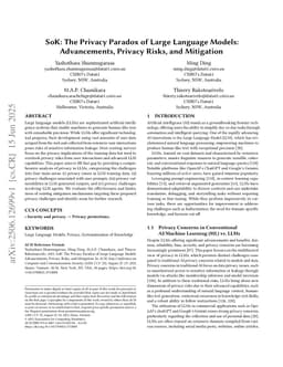 SoK: The Privacy Paradox of Large Language Models: Advancements, Privacy Risks, and Mitigation