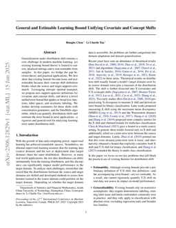 General and Estimable Learning Bound Unifying Covariate and Concept Shifts