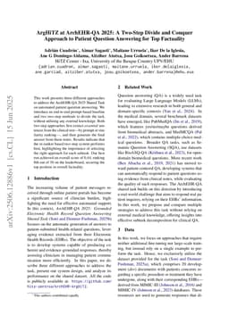 ArgHiTZ at ArchEHR-QA 2025: A Two-Step Divide and Conquer Approach to Patient Question Answering for Top Factuality