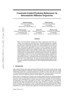 Constraint-Guided Prediction Refinement via Deterministic Diffusion Trajectories