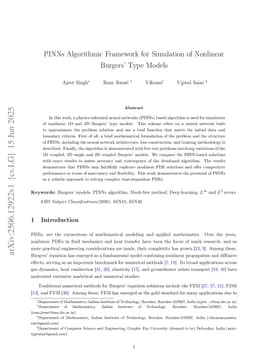 PINNs Algorithmic Framework for Simulation of Nonlinear Burgers' Type Models