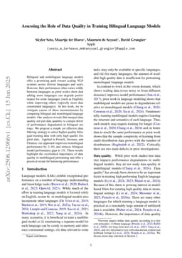 Assessing the Role of Data Quality in Training Bilingual Language Models