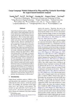 Large Language Models Enhanced by Plug and Play Syntactic Knowledge for Aspect-based Sentiment Analysis
