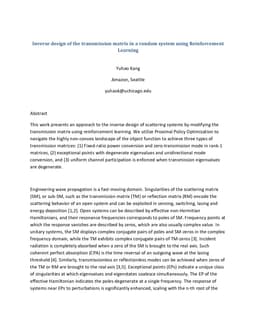 Inverse design of the transmission matrix in a random system using Reinforcement Learning