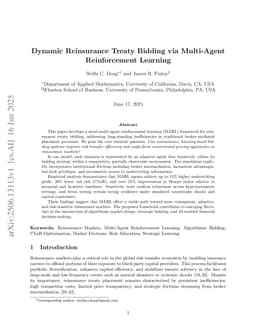 Dynamic Reinsurance Treaty Bidding via Multi-Agent Reinforcement Learning