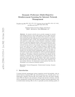 Dynamic Preference Multi-Objective Reinforcement Learning for Internet Network Management