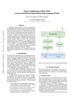Seewo's Submission to MLC-SLM: Lessons learned from Speech Reasoning Language Models