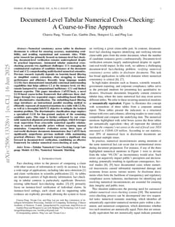 Document-Level Tabular Numerical Cross-Checking: A Coarse-to-Fine Approach