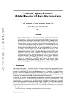 Mixture of Cognitive Reasoners: Modular Reasoning with Brain-Like Specialization