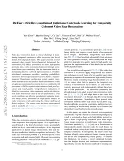 DicFace: Dirichlet-Constrained Variational Codebook Learning for Temporally Coherent Video Face Restoration