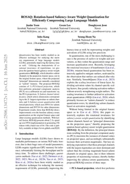 ROSAQ: Rotation-based Saliency-Aware Weight Quantization for Efficiently Compressing Large Language Models