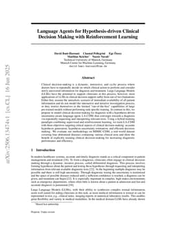 Language Agents for Hypothesis-driven Clinical Decision Making with Reinforcement Learning