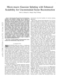 Micro-macro Gaussian Splatting with Enhanced Scalability for Unconstrained Scene Reconstruction