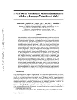 Stream-Omni: Simultaneous Multimodal Interactions with Large Language-Vision-Speech Model