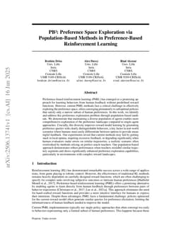 PB$^2$: Preference Space Exploration via Population-Based Methods in Preference-Based Reinforcement Learning