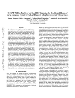 Dr. GPT Will See You Now, but Should It? Exploring the Benefits and Harms of Large Language Models in Medical Diagnosis using Crowdsourced Clinical Cases