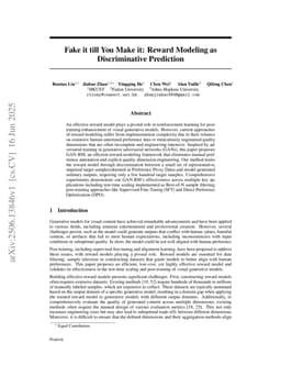 Fake it till You Make it: Reward Modeling as Discriminative Prediction