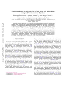 Connecting phases of matter to the flatness of the loss landscape in analog variational quantum algorithms