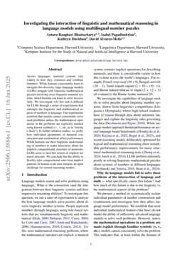 Investigating the interaction of linguistic and mathematical reasoning in language models using multilingual number puzzles