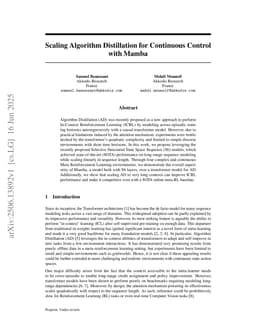 Scaling Algorithm Distillation for Continuous Control with Mamba