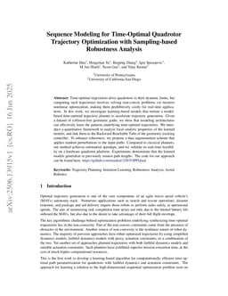 Sequence Modeling for Time-Optimal Quadrotor Trajectory Optimization with Sampling-based Robustness Analysis