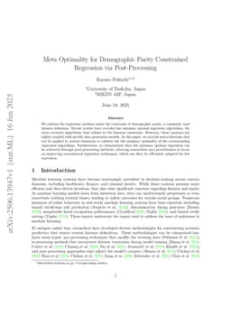Meta Optimality for Demographic Parity Constrained Regression via Post-Processing
