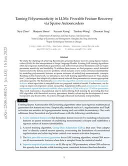 Taming Polysemanticity in LLMs: Provable Feature Recovery via Sparse Autoencoders