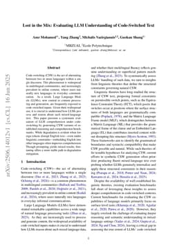 Lost in the Mix: Evaluating LLM Understanding of Code-Switched Text