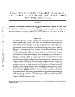 Robust Physics-Informed Neural Network Approach for Estimating Heterogeneous Elastic Properties from Noisy Displacement Data