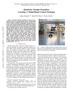 Quadrotor Morpho-Transition: Learning vs Model-Based Control Strategies