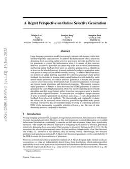 A Regret Perspective on Online Selective Generation