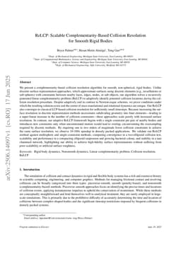 ReLCP: Scalable Complementarity-Based Collision Resolution for Smooth Rigid Bodies