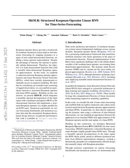 SKOLR: Structured Koopman Operator Linear RNN for Time-Series Forecasting