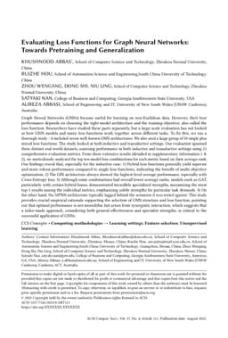 Evaluating Loss Functions for Graph Neural Networks: Towards Pretraining and Generalization