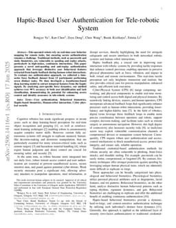 Haptic-Based User Authentication for Tele-robotic System