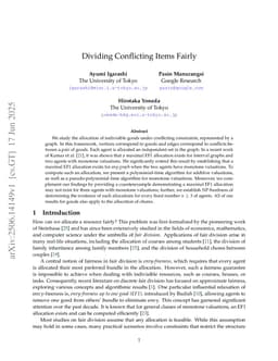 Dividing Conflicting Items Fairly
