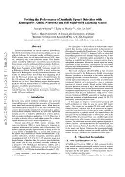 Pushing the Performance of Synthetic Speech Detection with Kolmogorov-Arnold Networks and Self-Supervised Learning Models