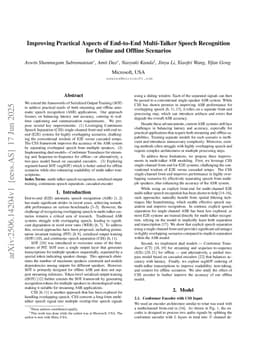 Improving Practical Aspects of End-to-End Multi-Talker Speech Recognition for Online and Offline Scenarios