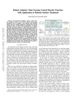 Robust Adaptive Time-Varying Control Barrier Function with Application to Robotic Surface Treatment