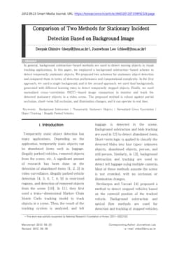 Comparison of Two Methods for Stationary Incident Detection Based on Background Image
