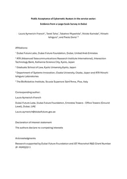 Public Acceptance of Cybernetic Avatars in the service sector: Evidence from a Large-Scale Survey in Dubai